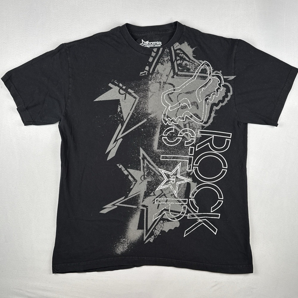 Y2K Fox Racing Rockstar Energy T Shirt Black Moto Motocross XL